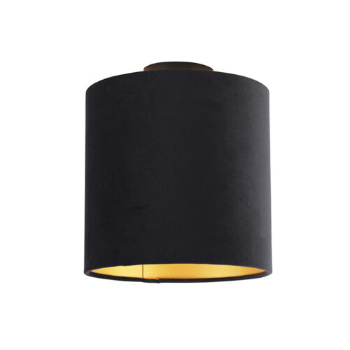 Mennyezeti lámpa fekete és arany bársony árnyékolóval 25 cm - Combi Black