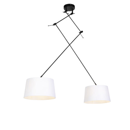 Függőlámpa fekete fehér vászon árnyékolókkal 35 cm 2-lámpás - Blitz