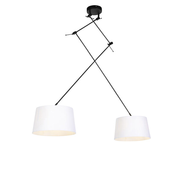 Függőlámpa fekete fehér vászon árnyékolókkal 35 cm 2-lámpás - Blitz
