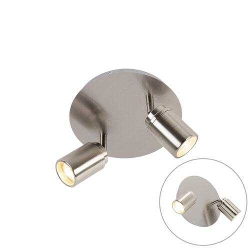 Modern fürdőszoba spotlámpa acél 2-lámpás IP44 - Ducha