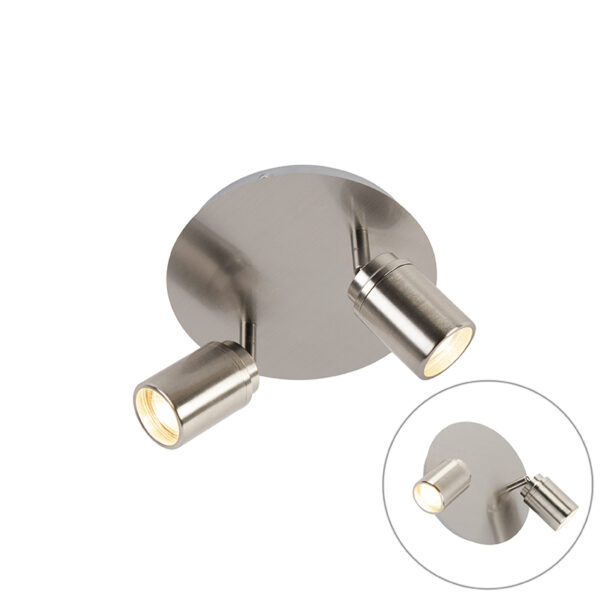 Modern fürdőszoba spotlámpa acél 2-lámpás IP44 - Ducha