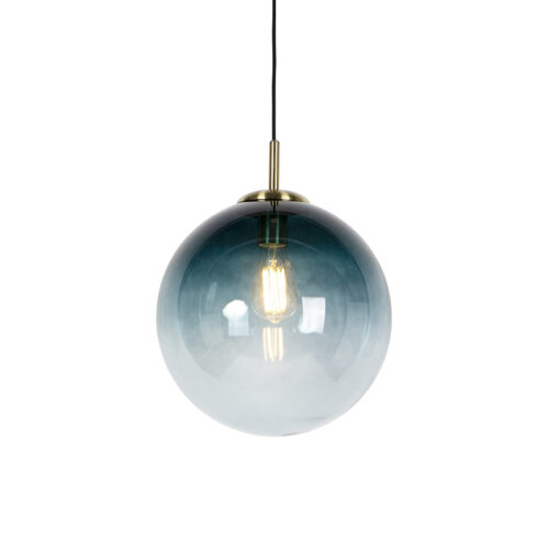 Art Deco lógólámpa rézzel és óceánkék üveggel 33 cm - Pallon
