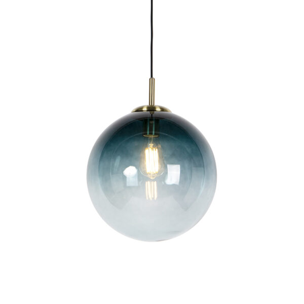 Art Deco lógólámpa rézzel és óceánkék üveggel 33 cm - Pallon