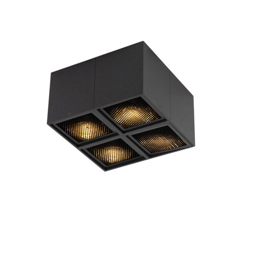 Design spotlámpa fekete 4-lámpás - Qubo Honey