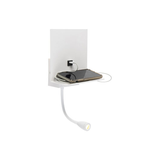 Modern fali lámpa fehér USB-vel és rugalmas karral - Flero