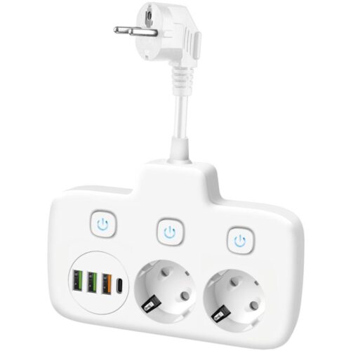 Aljzatelosztó kapcsolóval LINEA 2x230V + 4xUSB A/C SCHUKO fehér