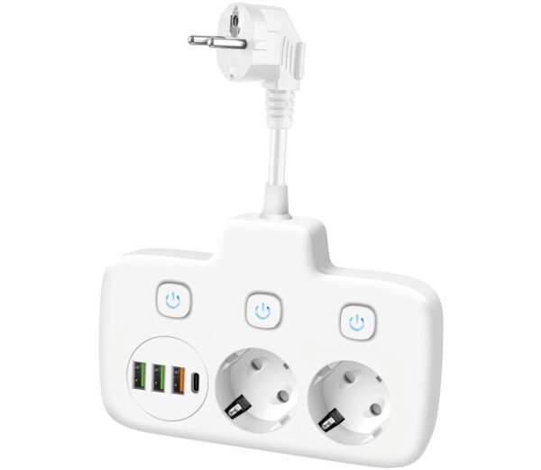 Aljzatelosztó kapcsolóval LINEA 2x230V + 4xUSB A/C SCHUKO fehér