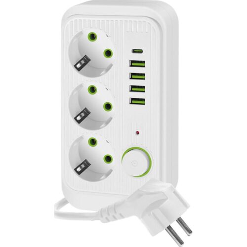 Aljzatelosztó kapcsolóval LINEA 3x230V + 5xUSB A/C SCHUKO 5 m fehér