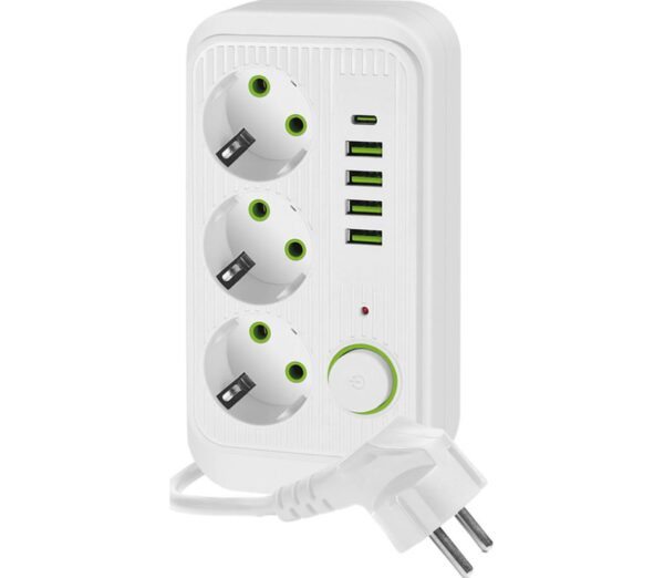Aljzatelosztó kapcsolóval LINEA 3x230V + 5xUSB A/C SCHUKO 5 m fehér