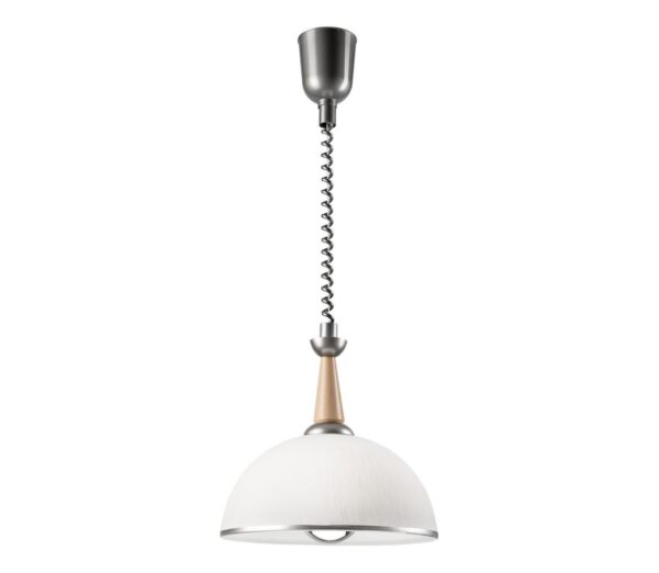 Állítható magasságú csillár CHIARA 1xE27/60W/230V ezüst/bükkfa