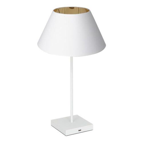 Asztali lámpa USB konnektorral 1xE27/60W/230V fehér