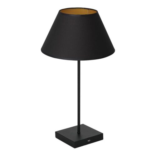 Asztali lámpa USB konnektorral 1xE27/60W/230V fekete