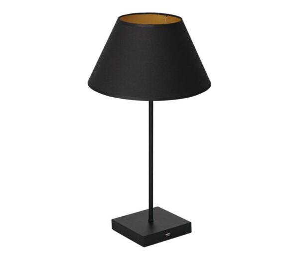 Asztali lámpa USB konnektorral 1xE27/60W/230V fekete