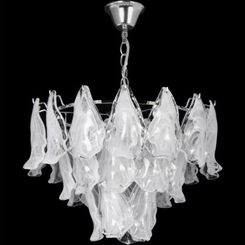 Csillár láncon 4xE27/60W/230V átm. 40 cm fényezett króm/fehér