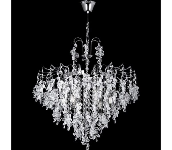 Csillár láncon 6xE14/60W/230V átm. 50 cm fényezett króm