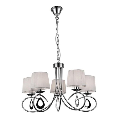 Csillár láncon ARNIKA 5xE14/40W/230V matt króm/fehér