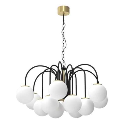 Csillár láncon CAMBRIDGE 12xE14/60W/230V fekete/sárgaréz