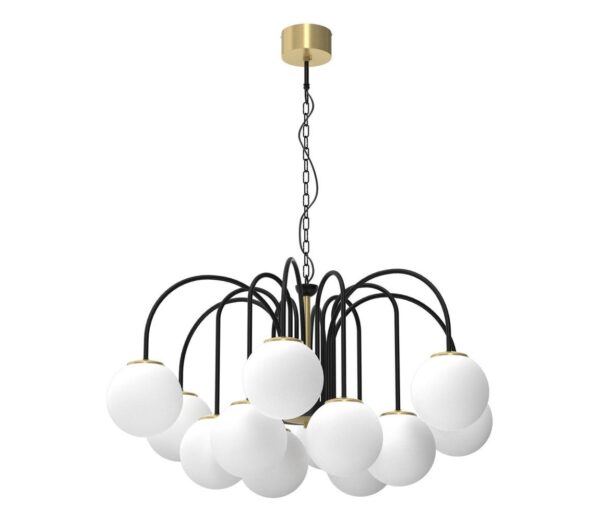 Csillár láncon CAMBRIDGE 12xE14/60W/230V fekete/sárgaréz