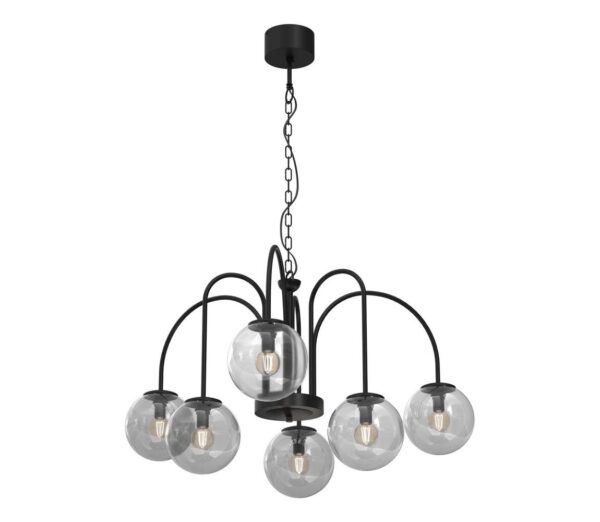 Csillár láncon CAMBRIDGE 6xE14/60W/230V fekete