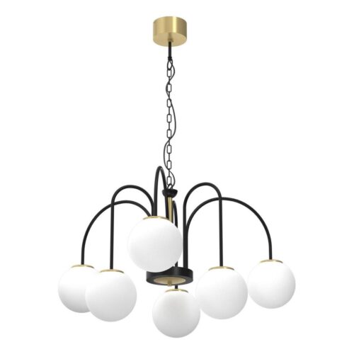 Csillár láncon CAMBRIDGE 6xE14/60W/230V fekete/sárgaréz