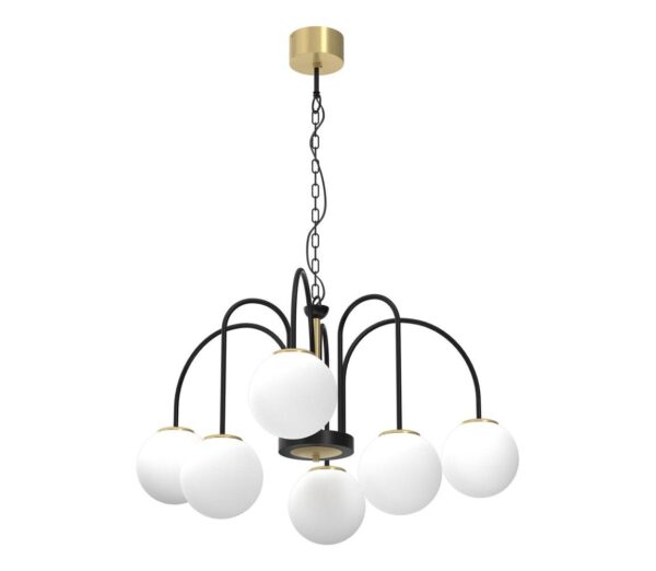 Csillár láncon CAMBRIDGE 6xE14/60W/230V fekete/sárgaréz