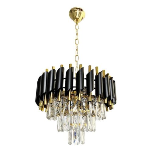 Csillár láncon CRISTAL 5xE14/40W/230V arany/fekete