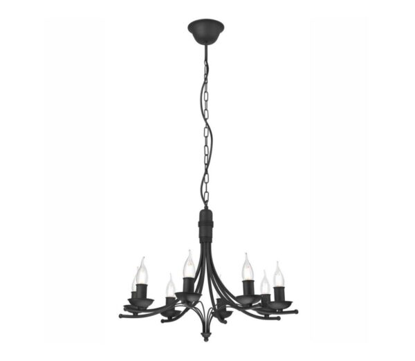 Csillár láncon LUCY 8xE14/60W/230V fekete