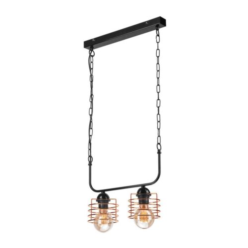 Csillár láncon MORGAN 2xE27/60W/230V fekete/réz