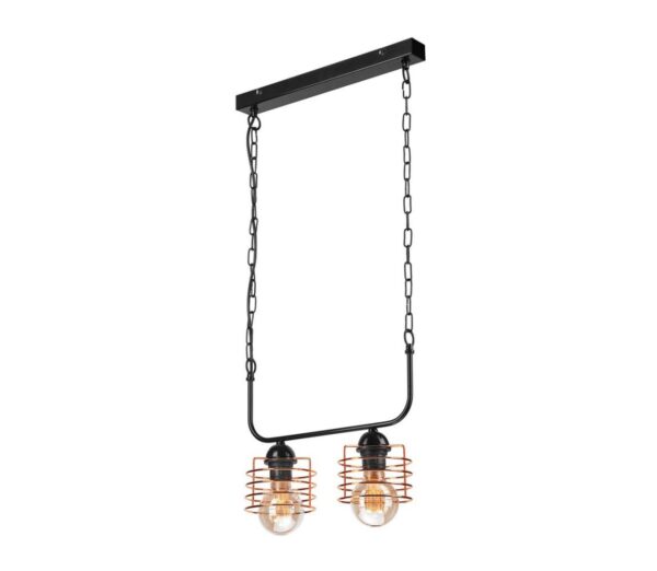Csillár láncon MORGAN 2xE27/60W/230V fekete/réz