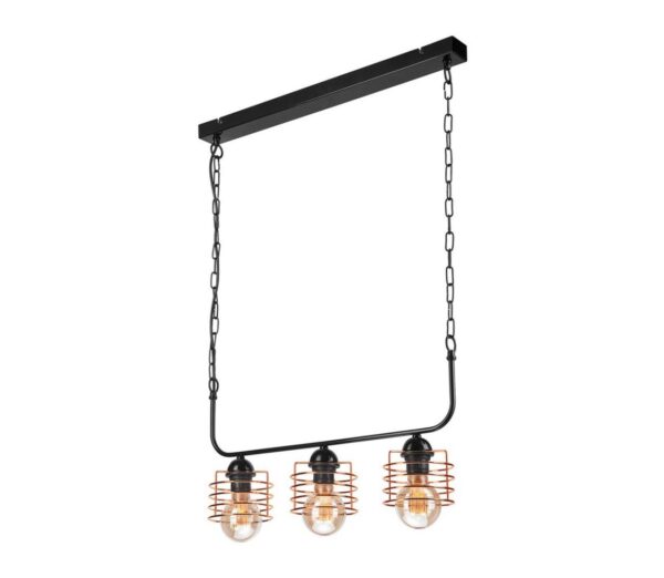 Csillár láncon MORGAN 3xE27/60W/230V fekete/réz