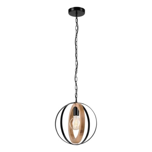 Csillár láncon ONDA 1xE27/15W/230V fekete/tölgy