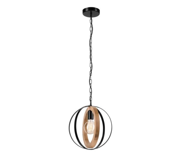 Csillár láncon ONDA 1xE27/15W/230V fekete/tölgy