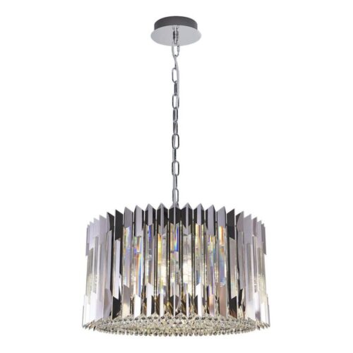 Csillár láncon RITZ 12xE14/40W/230V átm. 54 cm fényezett króm
