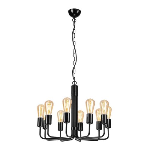 Csillár láncon TIFFANY 10xE27/60W/230V fekete