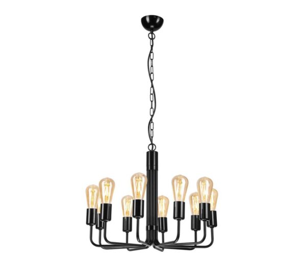 Csillár láncon TIFFANY 10xE27/60W/230V fekete