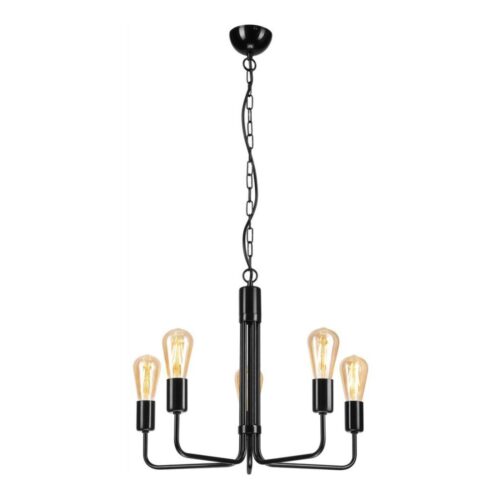 Csillár láncon TIFFANY 5xE27/60W/230V fekete