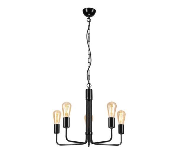 Csillár láncon TIFFANY 5xE27/60W/230V fekete