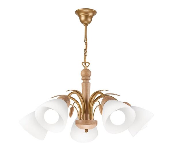 Csillár láncon TULIP 5xE27/60W/230V Tölgy
