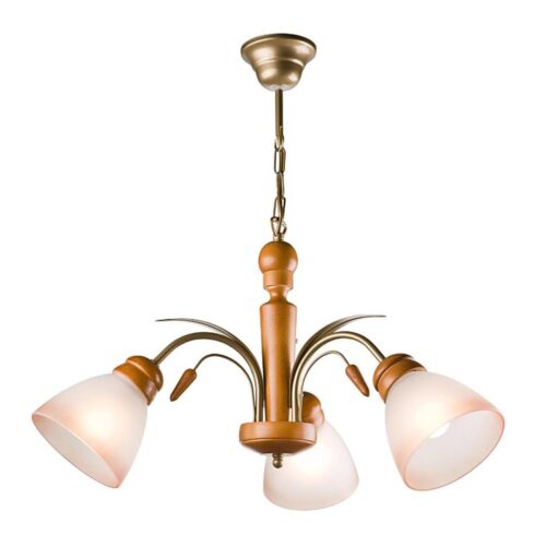 Csillár láncon TULIPAN 3xE27/60W/230V bükkfa