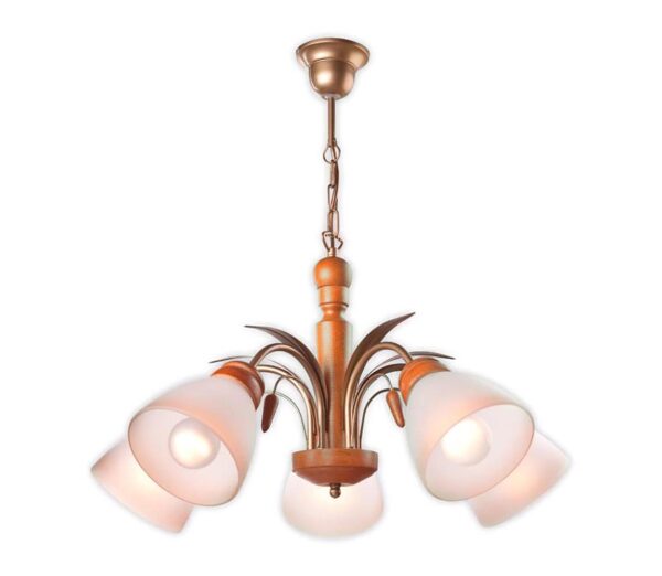 Csillár láncon TULIPAN 5xE27/60W/230V bükkfa
