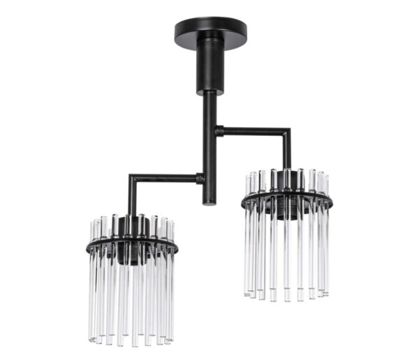 Csillár rúdon 2xE27/60W/230V fekete/átlátszó