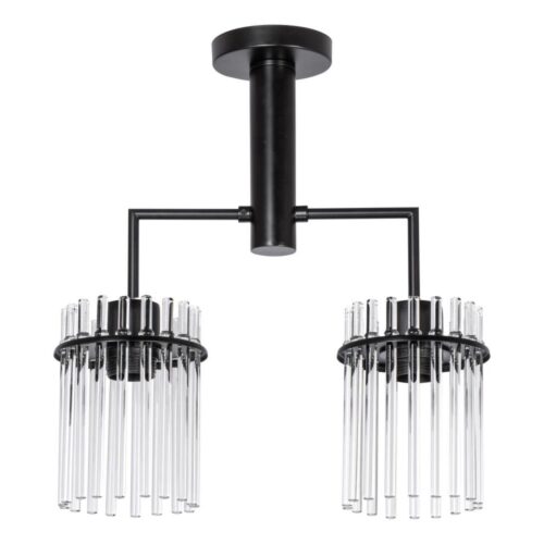 Csillár rúdon 2xE27/60W/230V fekete/átlátszó