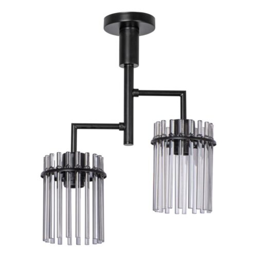 Csillár rúdon 2xE27/60W/230V fekete/füstös
