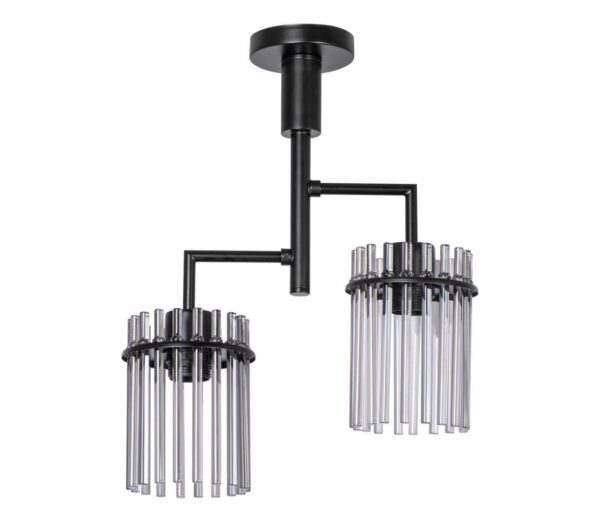 Csillár rúdon 2xE27/60W/230V fekete/füstös