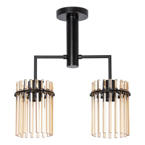 Csillár rúdon 2xE27/60W/230V fekete/füstös