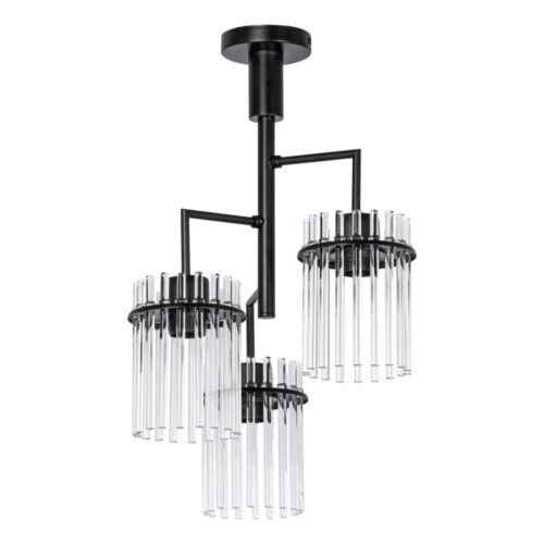 Csillár rúdon 3xE27/60W/230V fekete/átlátszó