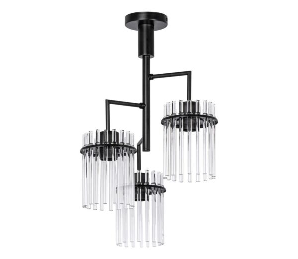 Csillár rúdon 3xE27/60W/230V fekete/átlátszó