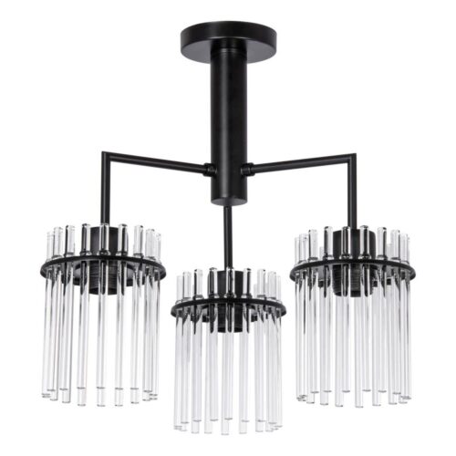 Csillár rúdon 3xE27/60W/230V fekete/átlátszó