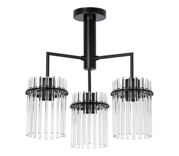 Csillár rúdon 3xE27/60W/230V fekete/átlátszó