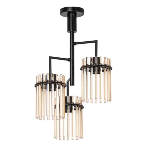 Csillár rúdon 3xE27/60W/230V fekete/bézs